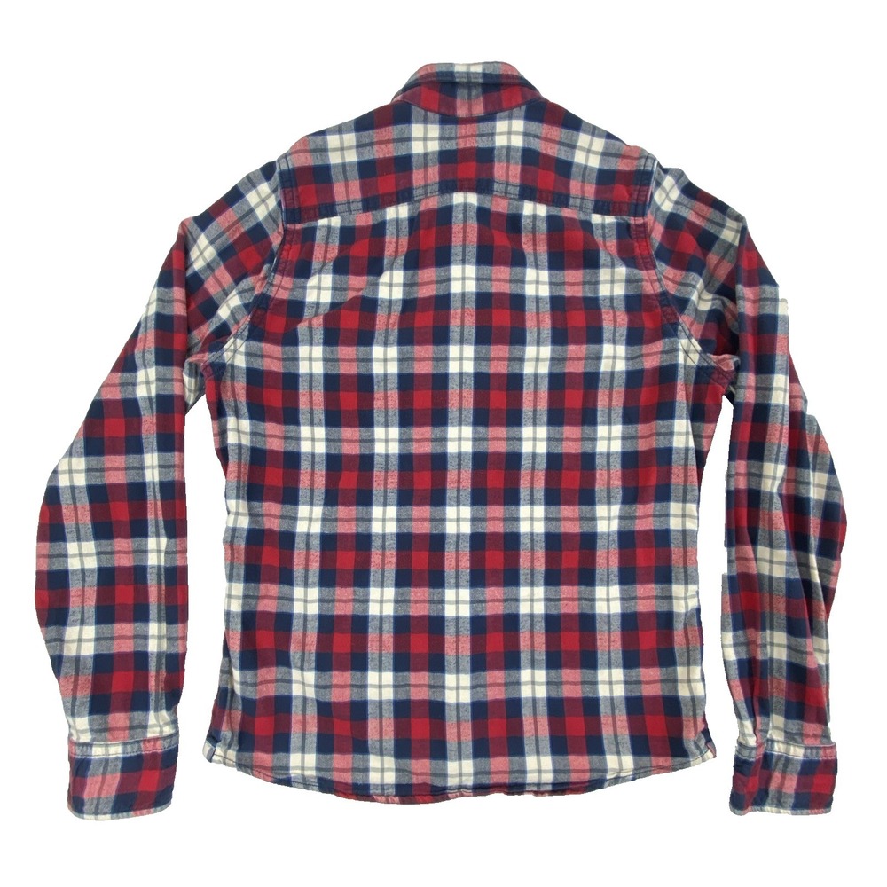 Abercrombie & Fitch A&F Mens XXL Flannel Plaid Muscle Fit Long Sleeve Moose Red - Picture 12 of 13
